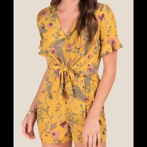 Francesca’s GREEN Eden Knot Floral Romper